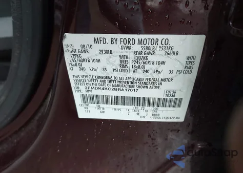 2011 Ford Edge Limited z USA, uszkodzony, nr VIN 2FMDK4KC2BBA17017